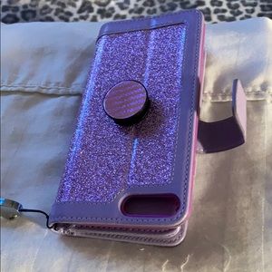 Purple I phone wallet case